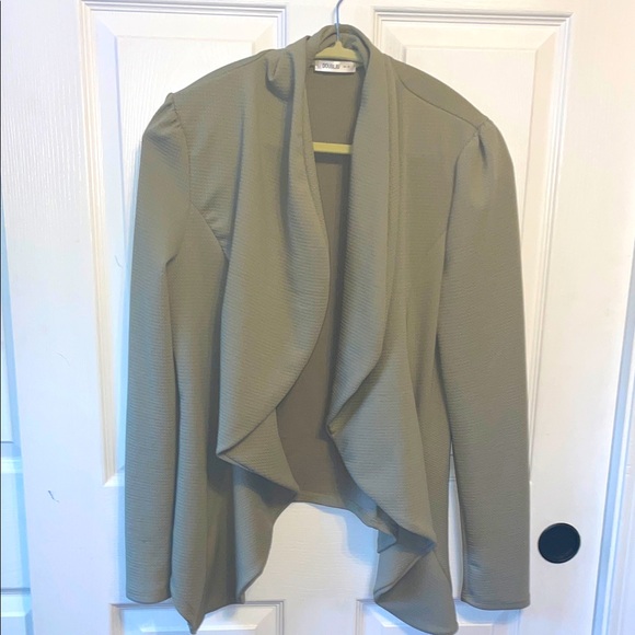Doublju Light Green Draped Women's Blazer - Picture 1 of 6